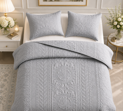 Aurelia Lotus Bedcover Set - Light Grey