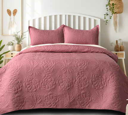 Floral - Luxe AC Bedcover With 2 Pillow Cases - Autumn Rose