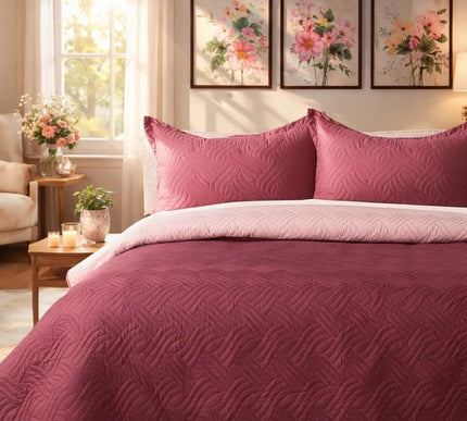 California Luxe Reversible AC Bedcover - Pink / Light Pink