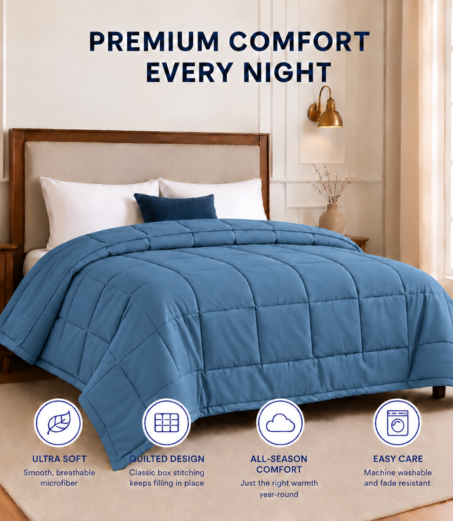 Jacquard Quilted Comforter - Blue