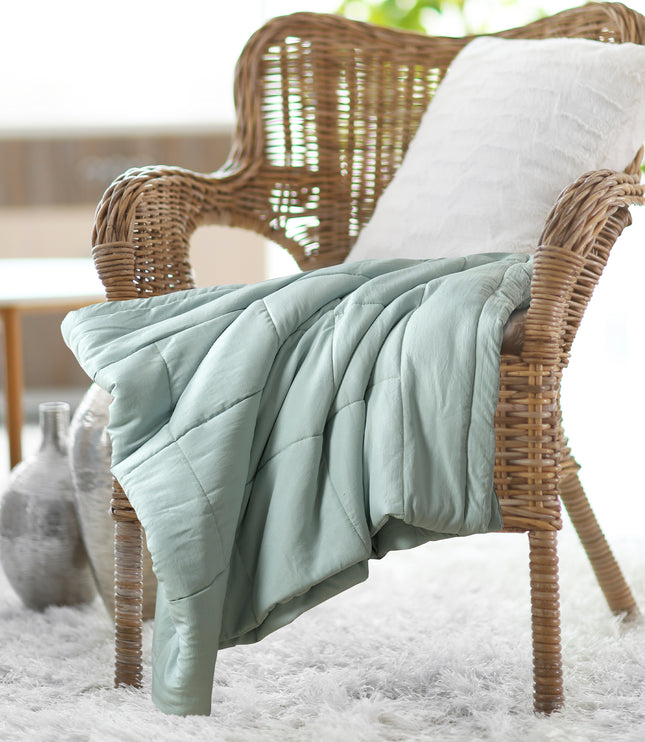 Jacquard Quilted Comforter - Mint Green