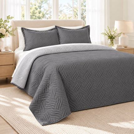 Reversible Bedcover Set - Grey / Light Grey