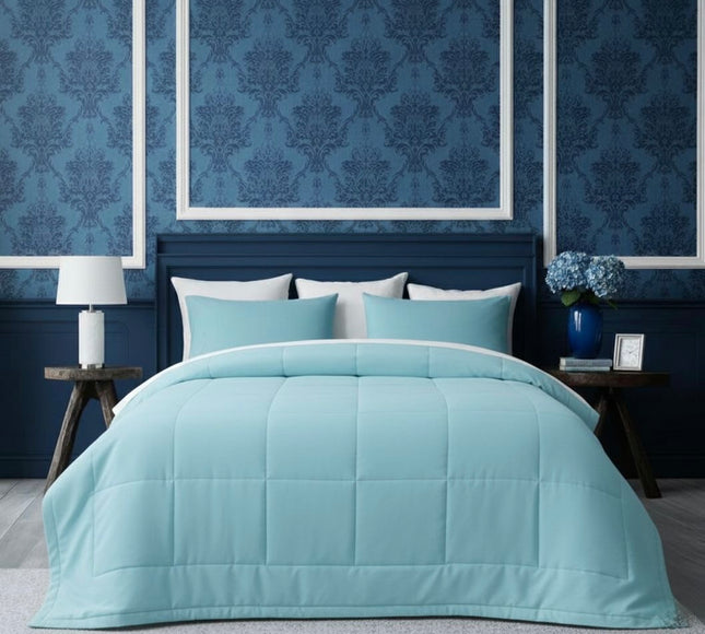 Jacquard Quilted Comforter - Sky Blue