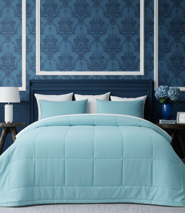 Jacquard Quilted Comforter - Sky Blue