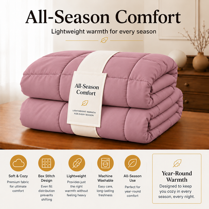Jacquard Quilted Comforter - Mauve Pink