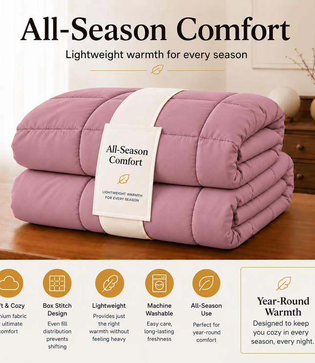 Jacquard Quilted Comforter - Mauve Pink