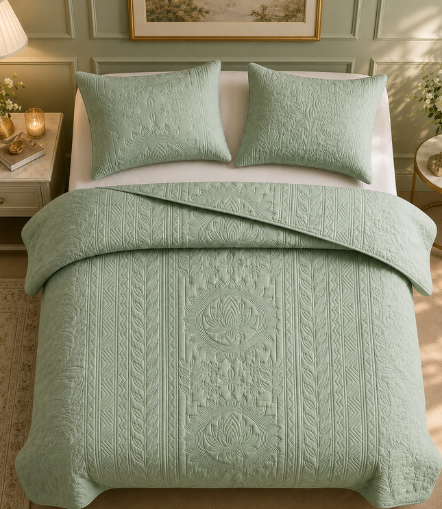 Aurelia Lotus Bedcover Set - Mint Green