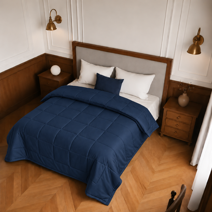 Jacquard Quilted Comforter - Navy Blue