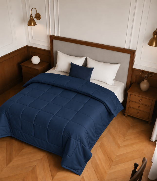 Jacquard Quilted Comforter - Navy Blue