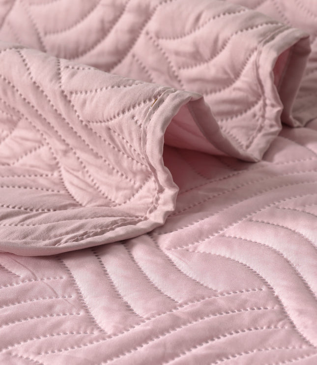 Waves - California Luxe Reversible AC Bedcover - Pink / Light Pink
