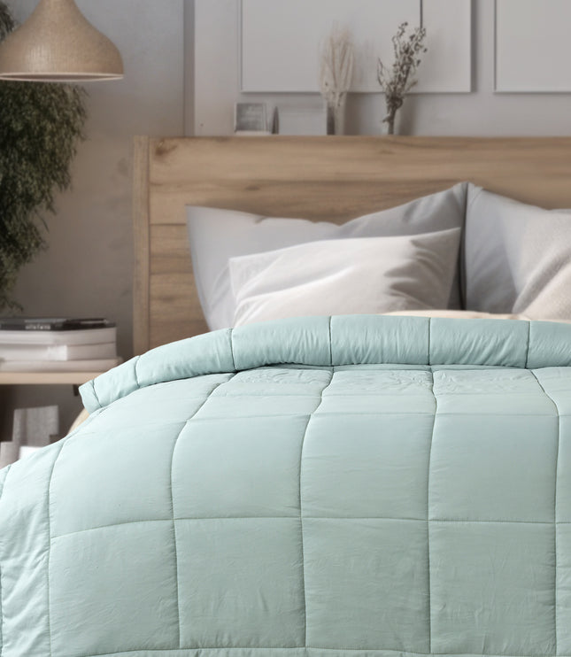 Jacquard Quilted Comforter - Mint Green