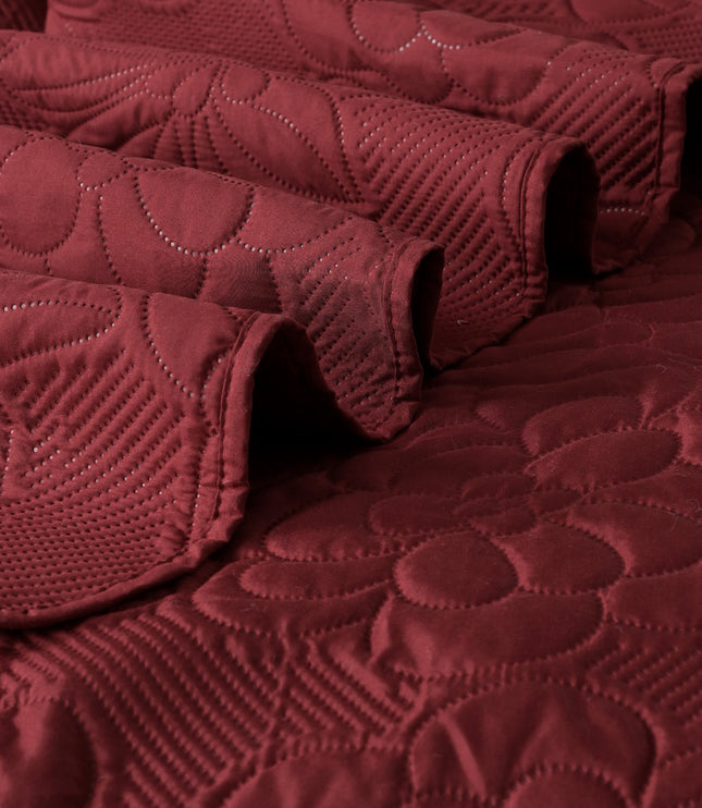 Floral - Luxe AC Bedcover With 2 Pillow Cases - Maroon