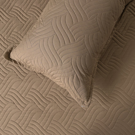 Waves - California Luxe Reversible AC Bedcover - Beige / Light Beige