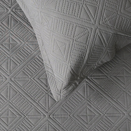 Square Pattern - California Luxe Reversible AC Bedcover - Grey / Light Grey