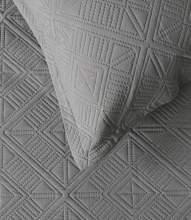 Square Pattern - California Luxe Reversible AC Bedcover - Grey / Light Grey