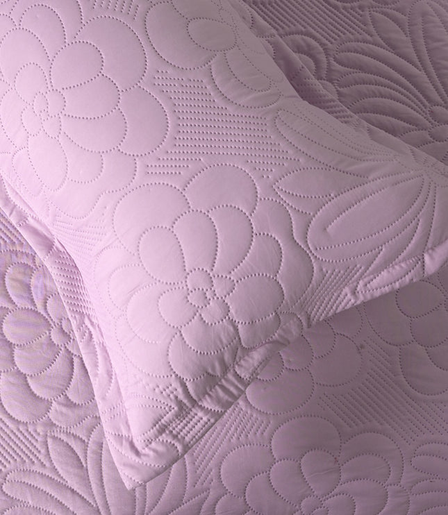 Floral - Luxe AC Bedcover With 2 Pillow Cases - Lilac