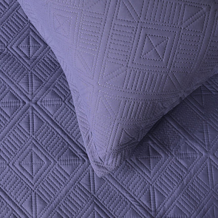 Square Pattern - California Luxe Reversible AC Bedcover - Purple / Lilac
