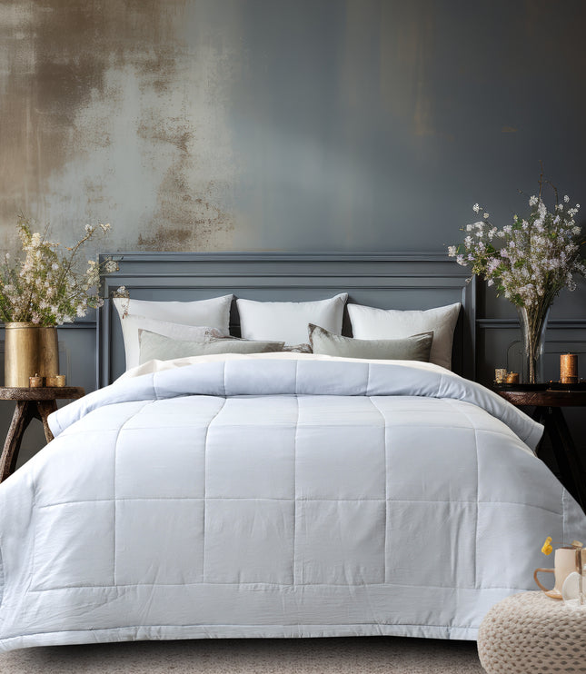 Jacquard Quilted Comforter - Light Blue