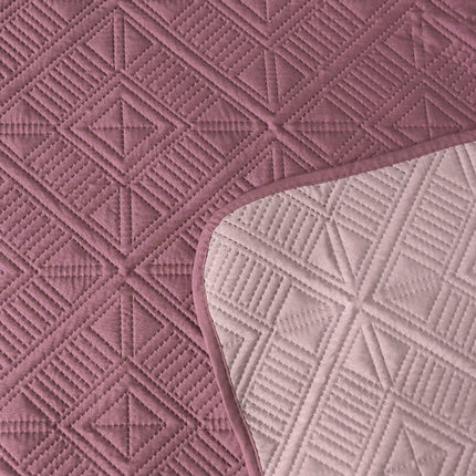 Square Pattern - California Luxe Reversible AC Bedcover - Mauve / Pink