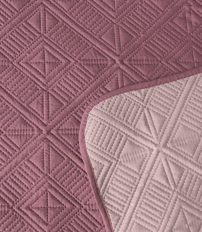 Square Pattern - California Luxe Reversible AC Bedcover - Mauve / Pink