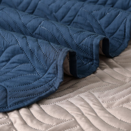 Waves - California Luxe Reversible AC Bedcover - Teal / Cream