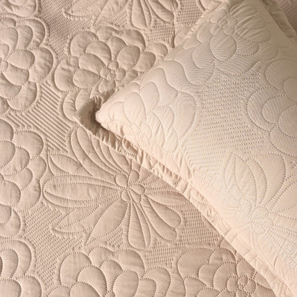 Floral - Luxe AC Bedcover With 2 Pillow Cases - Beige