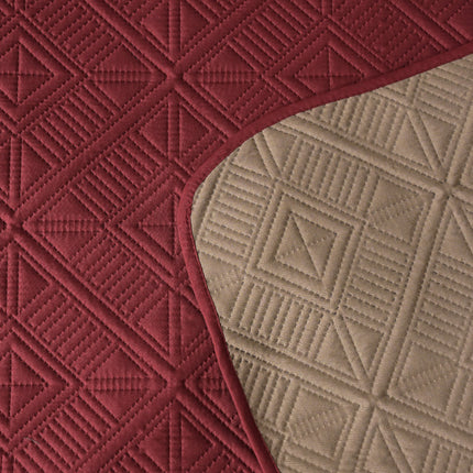 Square - California Luxe Reversible AC Bedcover - Maroon / Beige