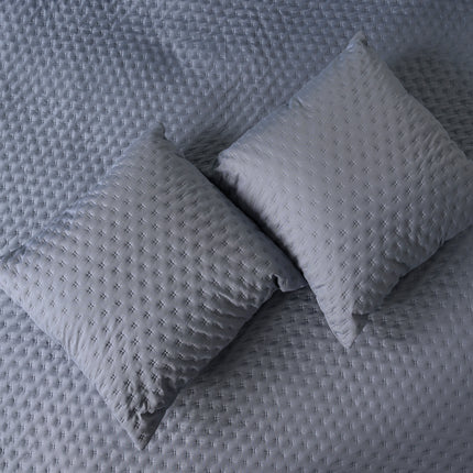 Luxe AC Bedcover With 2 Pillow Covers & 2 Cushions with Filling inside - Denim Blue