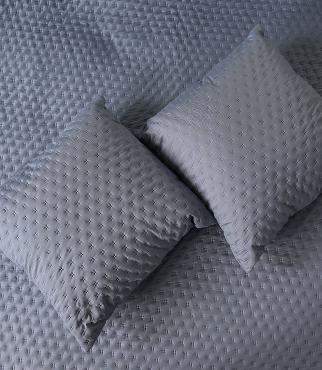 Luxe AC Bedcover With 2 Pillow Covers & 2 Cushions with Filling inside - Denim Blue