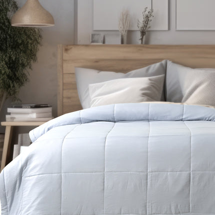 Jacquard Quilted Comforter - Light Blue