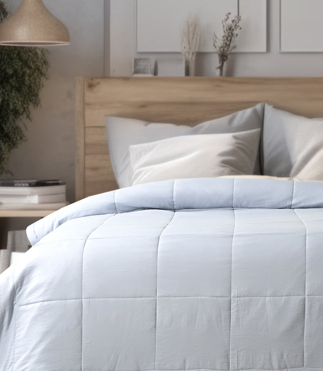 Jacquard Quilted Comforter - Light Blue