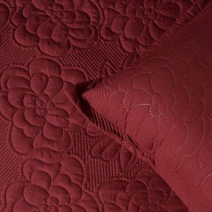 Floral - Luxe AC Bedcover With 2 Pillow Cases - Maroon