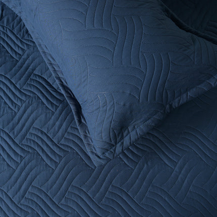 Waves - California Luxe Reversible AC Bedcover - Teal / Cream