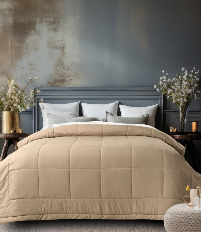 Jacquard Quilted Comforter - Beige