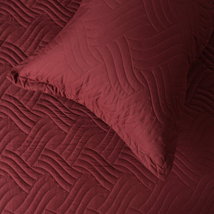 Waves - California Luxe Reversible AC Bedcover - Maroon / Beige