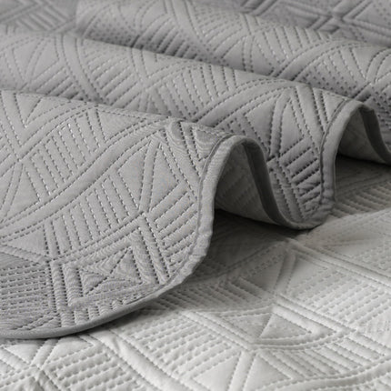 Square Pattern - California Luxe Reversible AC Bedcover - Grey / Light Grey