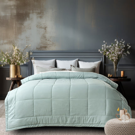 Jacquard Quilted Comforter - Mint Green