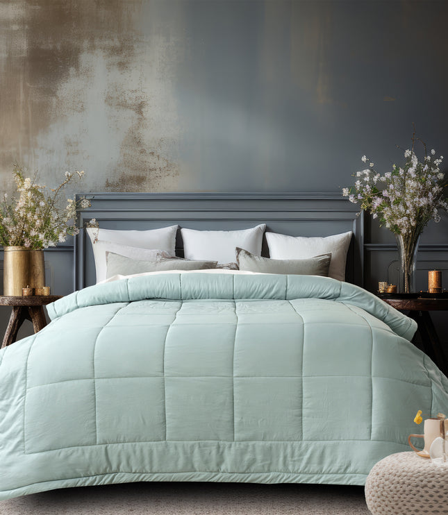 Jacquard Quilted Comforter - Mint Green