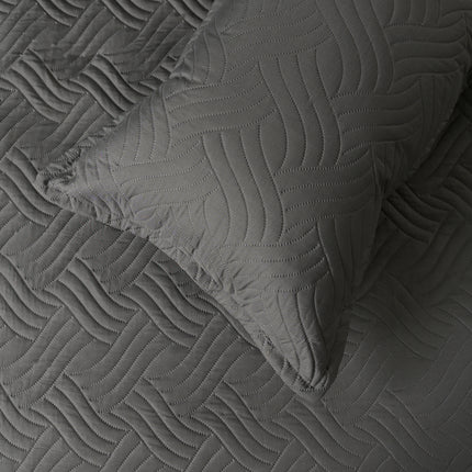 Waves - California Luxe Reversible AC Bedcover - Grey / Light Grey