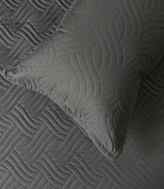 Waves - California Luxe Reversible AC Bedcover - Grey / Light Grey