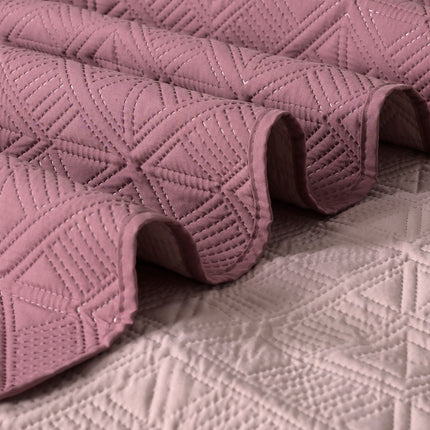 Square Pattern - California Luxe Reversible AC Bedcover - Mauve / Pink
