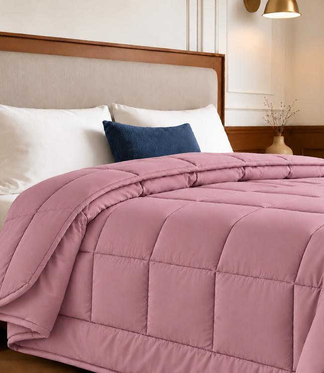 Jacquard Quilted Comforter - Mauve Pink