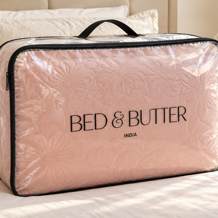 Bedcover Set with 2 Pillow Covers & 2 Cushion Pillows - Beige