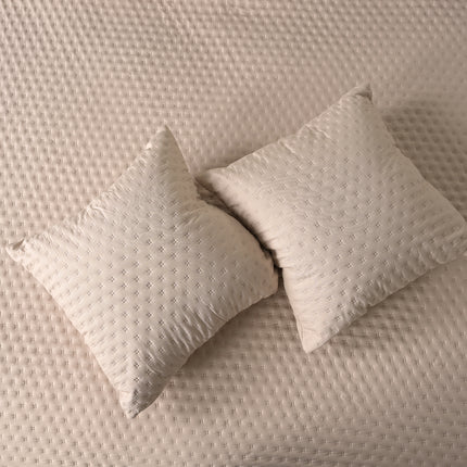 Luxe AC Bedcover With 2 Pillow Covers & 2 Cushions with Filling inside - Light Beige
