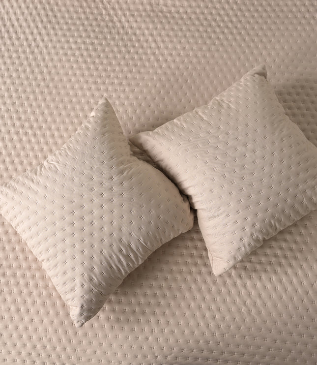 Luxe AC Bedcover With 2 Pillow Covers & 2 Cushions with Filling inside - Light Beige