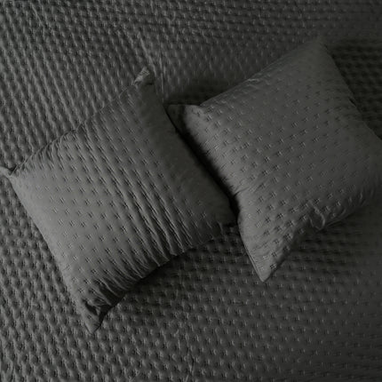 Luxe AC Bedcover With 2 Pillow Covers & 2 Cushions with Filling inside - Dark Grey