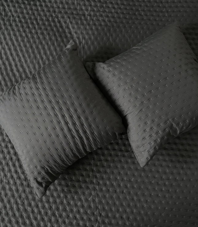 Luxe AC Bedcover With 2 Pillow Covers & 2 Cushions with Filling inside - Dark Grey
