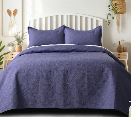 Square Pattern - California Luxe Reversible AC Bedcover - Purple / Lilac