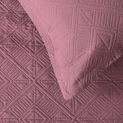 Square Pattern - California Luxe Reversible AC Bedcover - Mauve / Pink