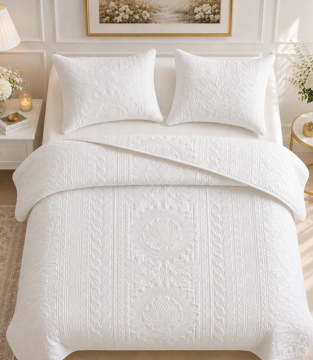 Aurelia Lotus Bedcover Set - Ivory